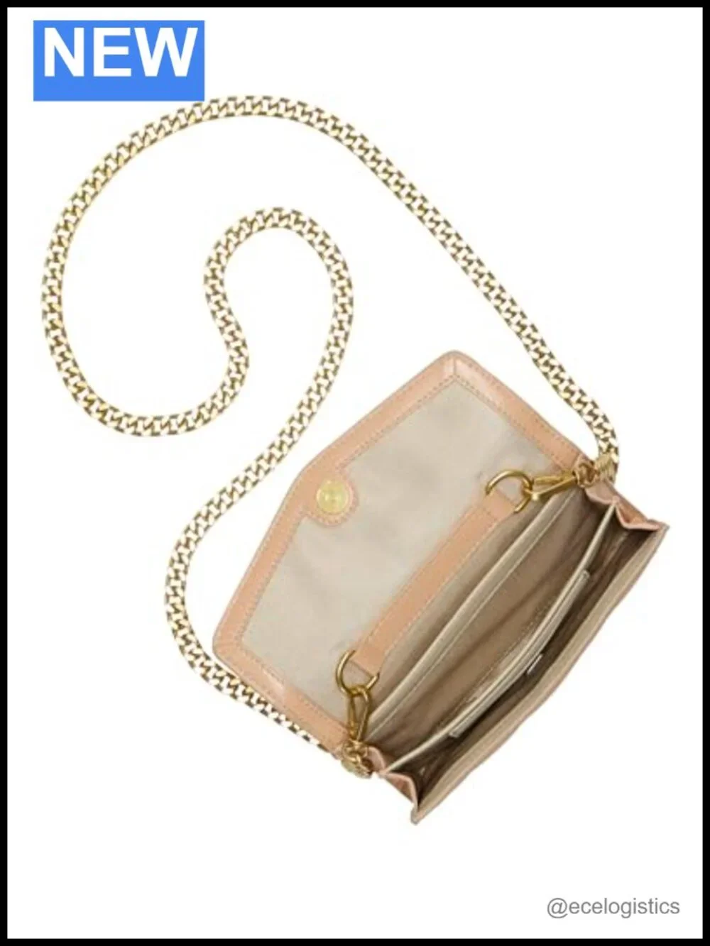 Leather Magnetic Closure WOC Wallet Chain Strap Satchel